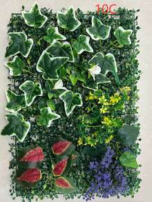 1片人造绿色植物墙板 | 40x60厘米 | 塑料材质 | 无需电源或电池 | DIY家居花园装饰 | 适用于户外露台、婚礼、圣诞节、感恩节、情人节、母亲节和毕业典礼装饰 | 易于使用，植物逼真 - 綠色 - 查看 19