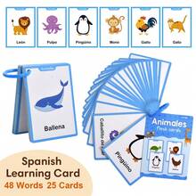 25 Cards Spanish Animal Learning Flash Cards For Kids Preschool Kindergarten Vocabulary Words Learning Cards, Montessori Teacher Must-Have, Children's Spanish Learning Materials - Multicolor - View 2