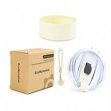 一套 EcoNymphal 杯子配件，40盎司/1200毫升保温杯替换盖，防漏，旅行咖啡杯杯套，硅胶防滑底盖，带可爱装饰 - 彩色 - 查看 11