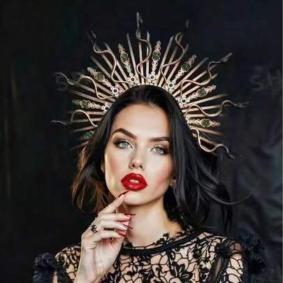 1PC Halloween Goddess Snake Head Costume Headband Medusa Party Role-Playing Gothic Crown Costume Headpiece Photo Outfit Accessory