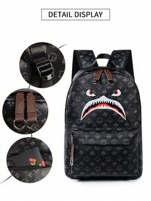 Conjunto de mochila 2 em 1 com estampa de flor de ameixa (mochila + pochete), essencial para escola, deslocamento diário, viagens curtas e exploração urbana. Bolsa para laptop com estampa floral vintage, pochete ajustável, material PU espesso, popular entre estudantes e jovens profissionais que buscam estilo e praticidade. - Multicolorido - Ver 5