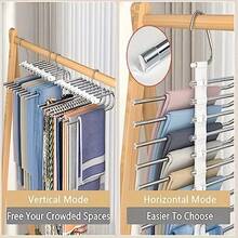 1-Pack Upgraded Collapsible Pants Hangers, 9 Layers Pants Hangers Space Saving,Multifunctional Pants Rack Stainless Steel, Non Slip Metal Hangers For Pants Jeans Skirts Trousers Legging Scarf ,Pants Rack Hanger For Closet Organization Bedroom Apartment, Gift For Birthday Mother's Day, Valentine's Day - 彩色 - 查看 7