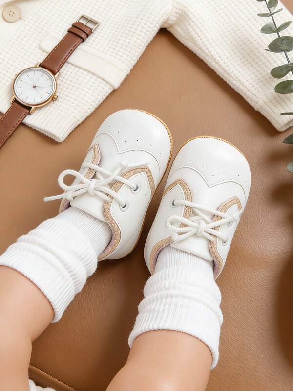 Infant Boys Girls Oxford Shoes – Soft Sole Leather Infant Sneakers, Non-Slip Newborn Crib Shoes For First Walkers