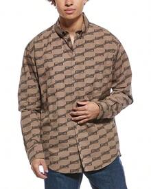 Balenciaga Monogram Overshirt - Tan - View 1