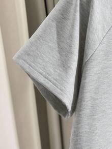 Bộ áo thun tay raglan dáng rộng in nơ cho bé gái - Xám - Xem 3