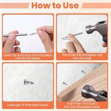 Pcs Double-Head Skirting Nails With 2 Pcs Sleeve Tool, Double Sided Nails, Double-Headed Nail, Double Head Skirting Nail Tool - Double-thread200Nails2Sleeves - View 5