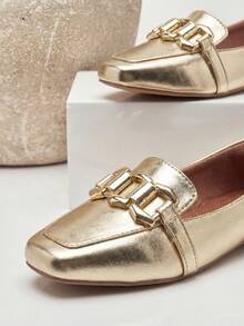 Women's Julia Square Toe Pumps With Buckle | Light Gold – Sophisticated, Shiny, Feminine - 金色 - 查看 9