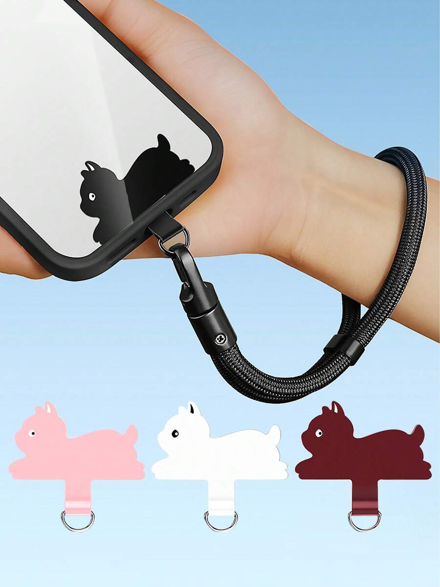 卡通猫咪手机挂绳配件，手机挂绳垫，固定式TPU夹，单扣垫，超薄背贴，防丢 - 彩色 - 查看 1