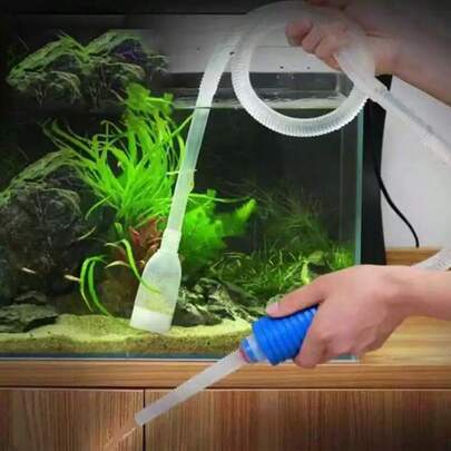 1 set Aspirateur de gravier pour aquarium, siphon, comprend un tuyau et une buse, convient pour l'entretien des aquariums d'eau douce et d'eau de mer