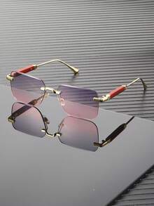 1 Pair Men's Small Frameless Classic Elegant Design Fashion Versatile Streetwear & Dating Accessory Fashion Glasses - Multicolor - View 12