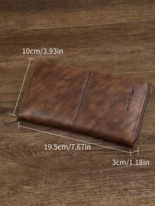 HOVI'S Men's Long Wallet Clutch - Black Faux Leather Material, Zipper Closure, Detachable Wrist Strap, Fits Phone, Multi-Card Slots, Suitable For Daily Use - Brown - View 9