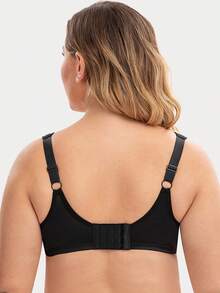 MELENECA Women Plus Size Full Coverage Underwire Lace Bra With Comfortable Cushioned Straps - Black - View 3