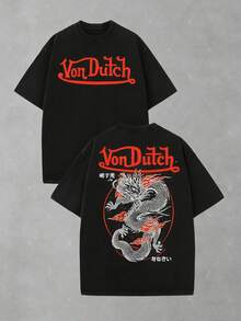 Van Dutch Eagle Skull Badge Graphic Men's Vintage Washed Oversized Crew Neck Short Sleeve T-Shirt - Lightweight Comfort Cotton For Daily Casual & Punk Outfits,  Gift For Gothic Fans, Camisas Para Hombre, Oversized Mens Shirt - Đen 11 - Xem 6