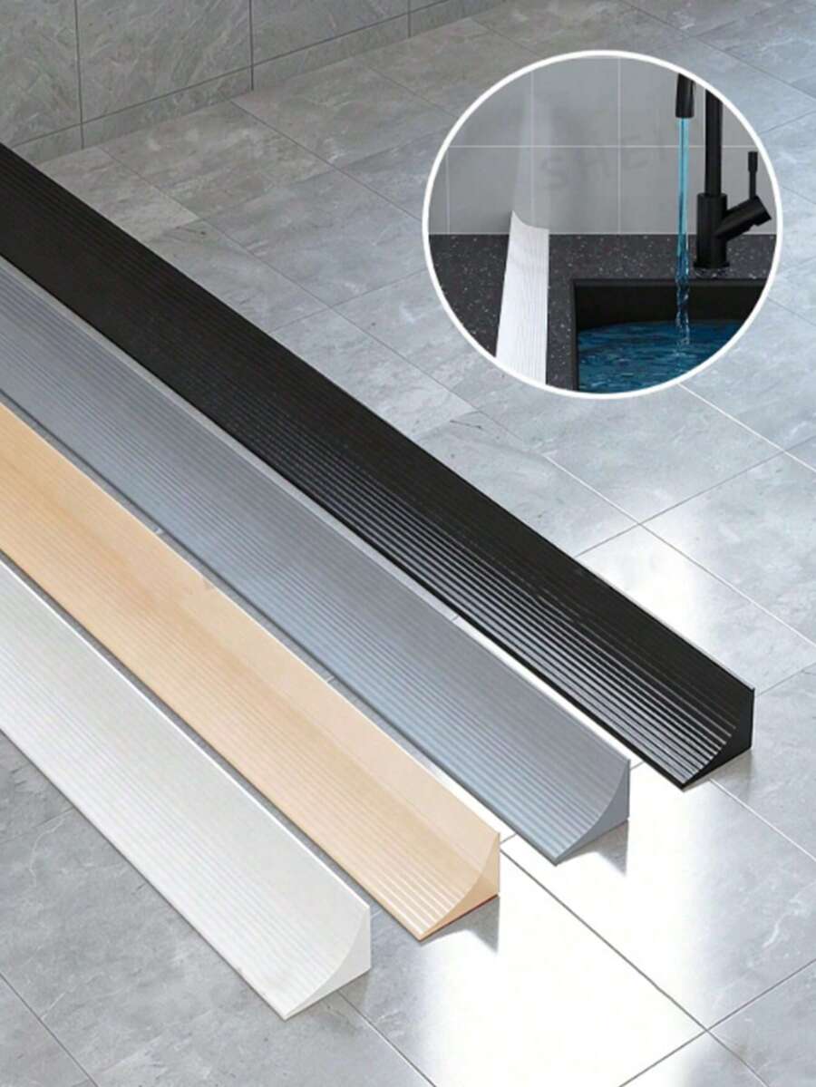 1pc Silicone Self-Adhesive Kitchen Sink Edge Water Stopper, 1m Bathroom Vanity Countertop Water Barrier, Home Use Self-Adhesive Water Stopper - Multicolor - View 1