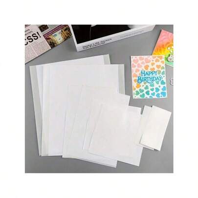 10pcs Assorted Size Transparent Double-Sided Adhesive Sheets - Perfect For DIY Crafts, Scrapbooking, Cards And Office Use