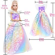 5pcs 11.5 Inch Girl Doll Clothes Set, Including Princess Dress, Skirt, Casual Wear, Party Outfit, Jacket, Ideal For Halloween, Thanksgiving, Christmas And Birthday Gifts (Doll Not Included) - Multicolor - View 9