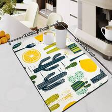 Summer Lemon Print Kitchen Countertop Drying Mat, Quick Dry Trivet For Dining Table, Bar, Coffee Machine, Non-Slip Waterproof Rubber Bottom, Easy To Clean - Mustard Yellow - View 14