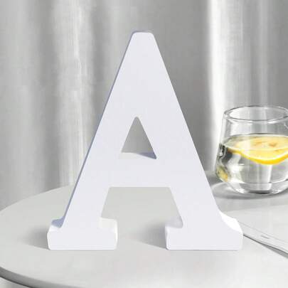 White Wooden Letters 8 Inch Wall Decor,Large Unfinished Wood Letters Home,Wooden Alphabet Letters Crafts,Standing Garden Board Or Room Name Signs Carft (A)