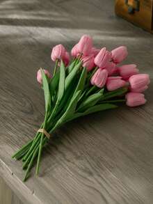 20 bông hoa tulip màu hồng đậm nhân tạo, thích hợp để trang trí đám cưới, phòng ngủ/phòng khách, làm quà tặng Ngày của Mẹ, trang trí Ngày Valentine, phòng ngủ, tiệc sinh nhật, quà sinh nhật. - Hồng đậm - Xem 2