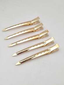 20pcs Assorted Alligator Clip Bantoye Anti-Rust White K-Color Metal Alligator Hair Clips With Holes, Suitable For Hairstyling, Hair Coloring, Silver Styling (Unisex), Hair Accessories, School Supplies, Head Accessories, Hairpin  Zinc Alloy    Metal - 金色 - 查看 2