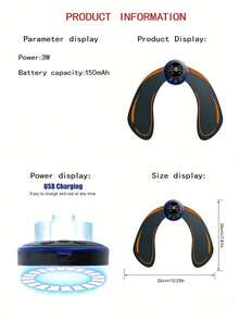 AXH. 可充电智能臀部按摩器，美臀贴，提臀健身贴，家用设备，驼背人士臀部塑形训练器 - 黑色 - 查看 7