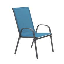 Modern Outdoor Patio Chairs Set Of 8, Outdoor Camping Chairs Feature Breathable Woven Fabric. Outdoor Courtyard Chairs, Dining Chairs And High-Back Armchairs Boast Ergonomic Design. Lightweight And Portable With Stackable Construction. Sturdy Metal Frame Ensures Durability. Suitable For Outdoor Patios, Gardens, Pools, Beaches, Balconies, And Camping.(Blue) - 藍色 - 查看 9
