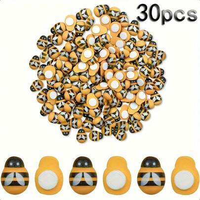 1/10/20/30个迷你蜜蜂装饰品，自粘蜜蜂挂饰，黑白条纹翅膀，适用于剪贴簿、派对、家居花环、DIY项目、派对装饰，经典蜜蜂设计，蜜蜂配件
