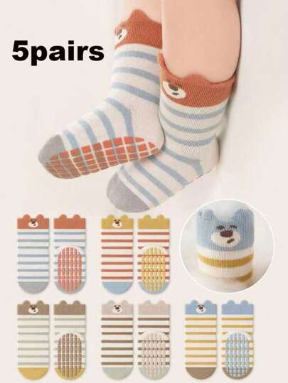5 Pairs/1 Pair Cute Cartoon Anti-Slip Floor Socks, Suitable For 0-5 Years Old Babies, Indoor, Outdoor, Holidays, Parties, Daily Wear