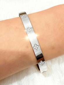 1/5 chiếc Vòng tay ngôi sao lấp lánh sang trọng tối giản, vòng tay thép titan dành cho nữ - Bạc 2 - Xem 7