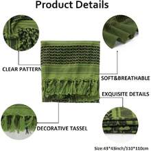 Military Shemagh - Tactical Cotton Arabic Keffiyeh Scarf - Tactical Head And Neck Scarf For Men And Women, 43372747 - 橄欖綠 - 查看 2