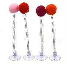 1set/5sets/10sets/15sets (Spring Teaser Cat Toys With Suction Cup Base) - Interactive Cat Toys Including Plush Balls, Metal Spring Rods And Suction Cup Base. Durable Design To Stimulate Hunting Instinct And Play Fun. Vibrant Indoor Cat Toys | Simulated Hunting Toys - Multicolor - View 4