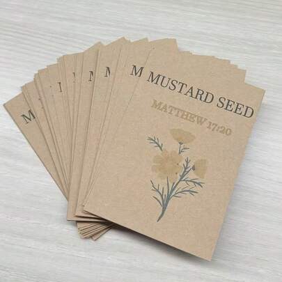 50 Mustard Seed Prayer Cards, Christian Prayer Cards Measuring 8.13 * 11.43 Cm - Double-Sided Kraft Paper Faith Cards Featuring Matthew 17:20