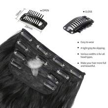 Clip In Long Wavy Hair Extension 4PCS Thick Flaxen Gold/Black Hairpieces Double Weft 20 Inch Synthetic Hair Extension For Women - Multicolor - View 4