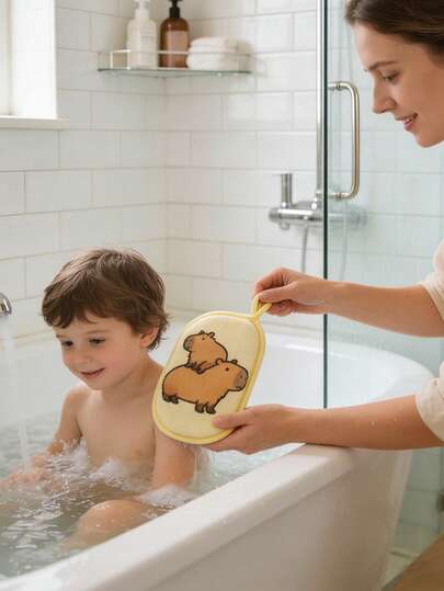 2pcs Cartoon Animal Pattern Bath Gloves, Exfoliating Dirt, Soft & Skin-Friendly Comfortable Cleansing Bath Scrub, Massage Skin, Soft & Painless Cleaning Supplies