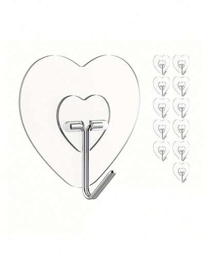 خطاطيف لاصقة قوية - كوب شفاف للشفط، حامل جداري بشكل قلب مسمك، مناسب لتخزين المطبخ والحمام، خطاطيف متعددة الوظائف، سهلة التركيب، بتصميم عصري