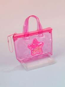 女孩时尚星星亮片迷你零钱包，透明果冻收纳袋，派对用品小礼品袋 - 彩色 - 查看 12