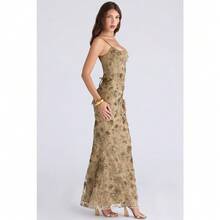 Fashionable New Women's Dress, Elegant And Graceful, Low-Cut Sleeveless, Sexy Backless Lace-Up Dress - 橄欖青銅色 - 查看 3