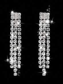 4pcs Women's Fashion Versatile Elegant Crystal Rhinestone Handbag, Necklace, Bracelet, Earrings Jewelry Set For Evening Dress Party - Silver - View 9