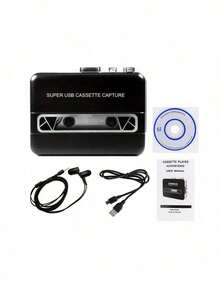 Máy nghe băng cassette cầm tay 1 chiếc, tích hợp loa, dùng nguồn USB và pin, kèm tai nghe, tương thích với máy tính xách tay/máy tính để bàn, chuyển đổi băng âm thanh kỹ thuật số sang MP3, lý tưởng cho giải trí, du lịch và thể thao. - Nhiều màu - Xem 5