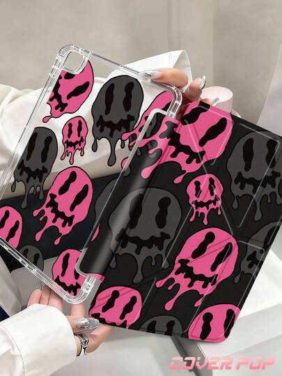 Face With A Grimace Pattern Tablet Case Compatible With IPad Air 11-Inch M3 2025 / M2 2024, Air 5th Generation 2022 , (A16) 11 Inch 11th Generation 2025,Compatible With Samsung Galaxy Tab,Kindle Paperwhite 12th Gen 2024, Clear Back ,Fashion Pattern Protective Case,Autlueomatic Sleep And Wake-Up Function, Airbag Protection, Suitable For Gifts And Office Use