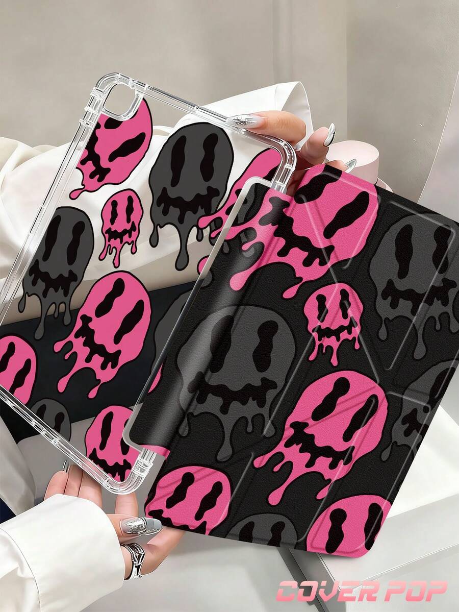 Face With A Grimace Pattern Tablet Case Compatible With IPad Air 11-Inch M3 2025 / M2 2024, Air 5th Generation 2022 , (A16) 11 Inch 11th Generation 2025,Compatible With Samsung Galaxy Tab,Kindle Paperwhite 12th Gen 2024, Clear Back ,Fashion Pattern Protective Case,Autlueomatic Sleep And Wake-Up Function, Airbag Protection, Suitable For Gifts And Office Use