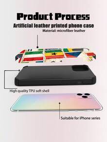 1pc Vintage American & British Flag Print Phone Case, Creative Retro Faux Leather UV Printing Striped Flag Pattern Protective Soft Cover Compatible With Apple 17 Pro Max/16 Pro Max/12 Pro/13/14 Plus/15 Pro Max/16 Pro Max/11/13 Pro, Holiday Gift - Multicolor - View 4