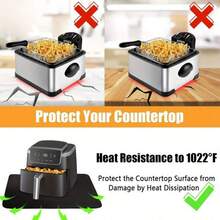 1 tấm lót silicon màu đen chịu nhiệt, kích thước 15x18 inch, chống trượt, thích hợp cho nồi chiên không dầu/lò nướng/máy pha cà phê/chảo rán, chịu lửa, chống dầu, chống bám bẩn, dùng cho bếp nướng. - Xem 4