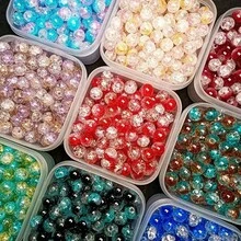 Bộ 200 hạt thủy tinh lấp lánh nứt vỡ - Hạt tròn 10mm dùng để tự làm trang sức, vòng tay, dây chuyền, bông tai - Nhiều màu sắc, được lựa chọn kỹ lưỡng, đồ dùng thủ công, phụ kiện làm trang sức (không kèm vật liệu khảm). - Nhiều màu - Xem 3