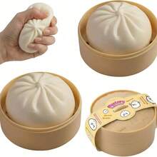 饺子造型软绵绵减压球，挤压面团球，软绵绵的包子，缓解焦虑，成人挤压玩具，新奇蒸笼饺子造型减压玩具，感官迷你抗压玩具，复活节篮子填充物，课堂奖品，派对用品。 - 杏色 - 查看 10