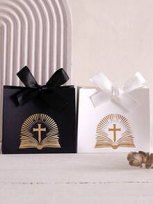 5pcs Colorful Satin Bow Decorated Elegant Wedding Candy Boxes | Joyful Wedding Guest Favor Boxes - Multicolor - View 3