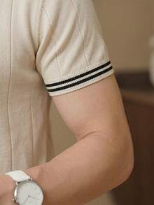 GRDR 男士夏季圆领纯色短袖针织衫，适合夏季外出，时尚造型必备单品 - 香檳色 - 查看 4