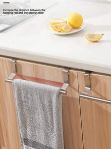 Stainless Steel Rust-Proof Towel Rack, Self-Adhesive, No Drilling Required, Modern Bathroom Cabinet Door Storage Shelf - Silver - View 6