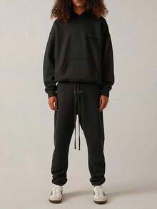 Essentials -Fear Of God SS22 Cuffed Sweatpants,Runs 1 Size Large, Unisex High Waist Design, Loose Relaxed Silhouette, Premium Durable Cotton Blend, Elastic Waist With Drawstring, Vintage Washed Finish, Minimalist Streetwear, Comfortable Loungewear For Spring & Summer - Yến mạch nhẹ - Xem 9