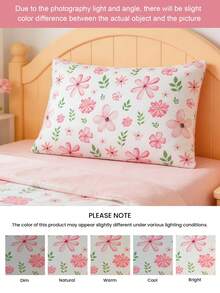 蜜月儿童印花枕套（1件装）- 涤纶磨毛面料，可爱粉色花朵图案枕套，柔软透气，抗皱，不含枕芯 - 适用于儿童房和亲子房，通过 Oeko-Tex 认证 - 彩色 - 查看 9